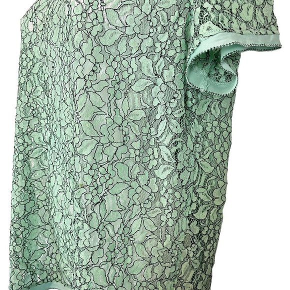 Ann Taylor Loft Green Lace Short Sleeve Sheer Dainty Floral Top Shirt Blouse  M - Picture 9 of 16